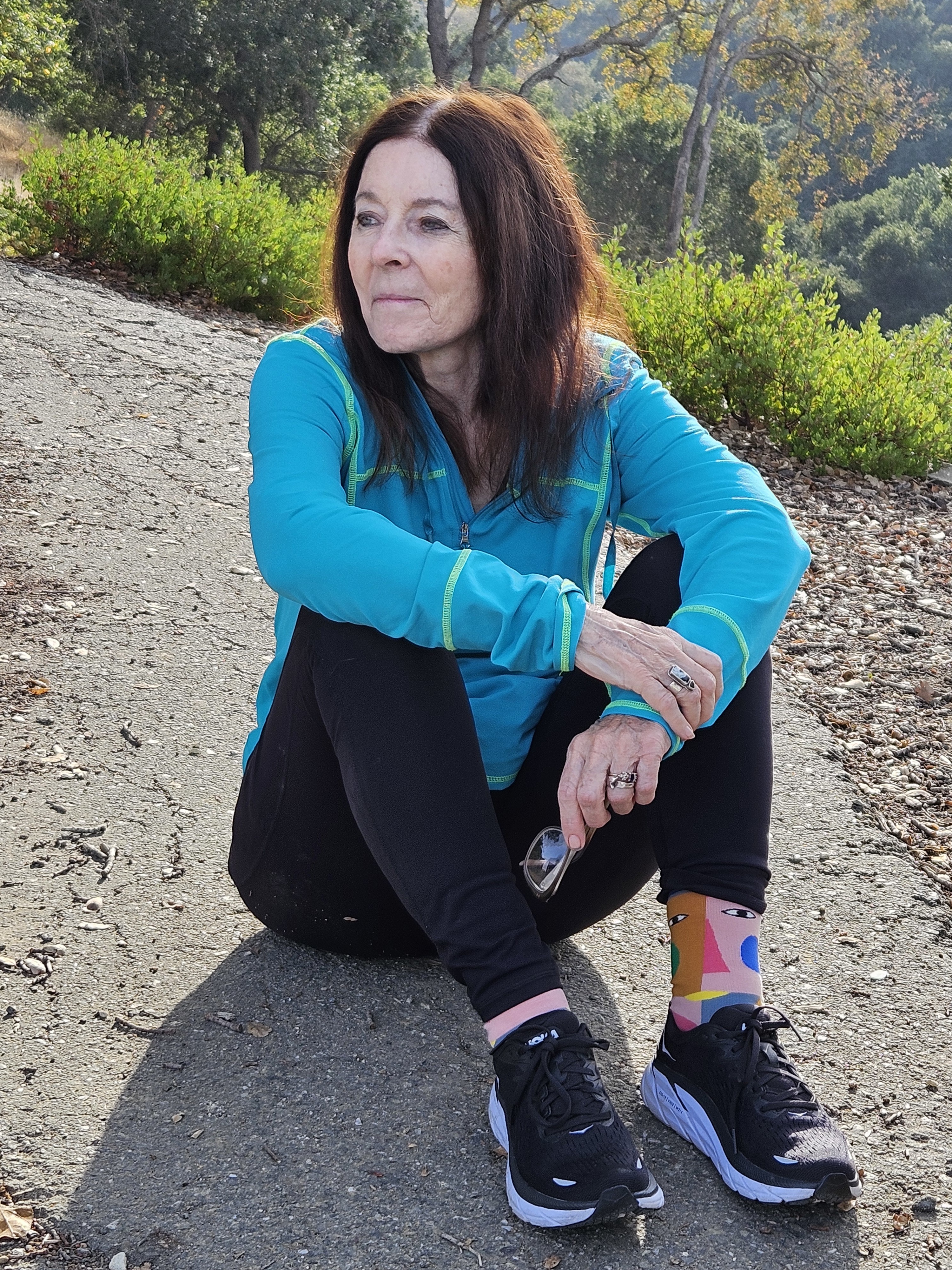me relaxing after a hike up a steep hill in los Gatos Ca.