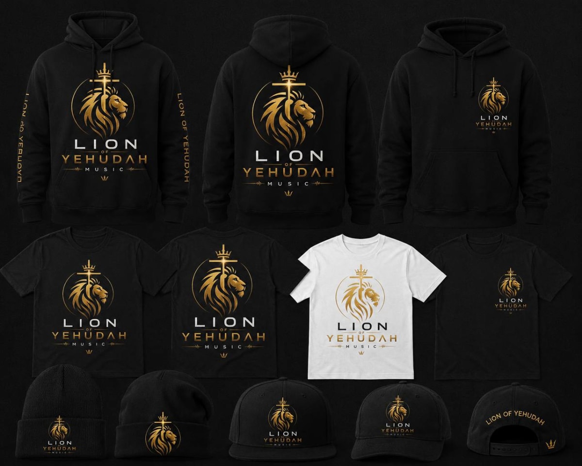 Lion of Yehudah Music merchandise collection — hoodies, t-shirts, hats