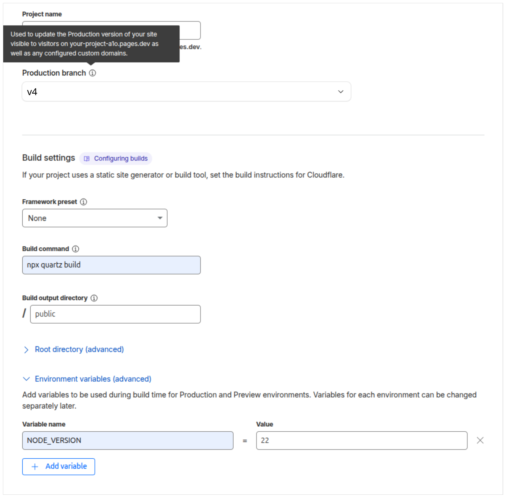 Cloudflare application configuration