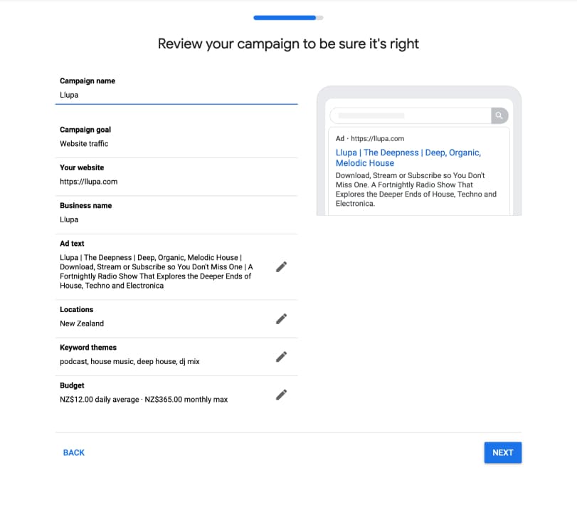 Google Ads Set Up Express mode - Step 9