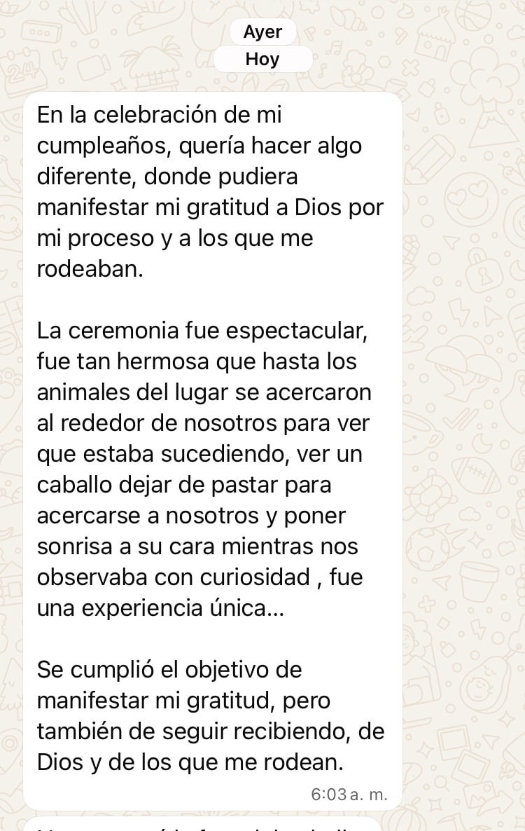 Testimonio Celebraciones espirituales