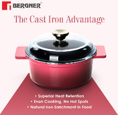 CASSEROLE Ø20X8.5CM CAST IRON WITH LID PINK