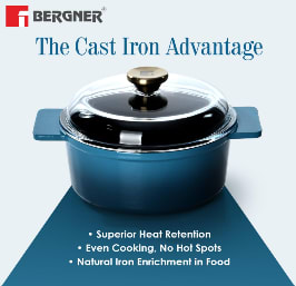 CASSEROLE Ø20X8.5CM CAST IRON WITH LID BLUE