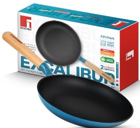 FRYING PAN Ø28X4.5CM CAST IRON WITH LID BLUE