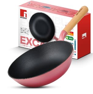 WOK Ø24X7.0CM CAST IRON WITHOUT LID PINK