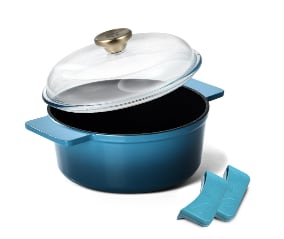 CASSEROLE Ø16X7.5CM CAST IRON WITH LID BLUE, photo 2