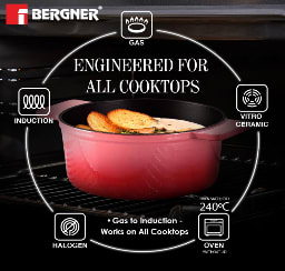 CASSEROLE Ø20X8.5CM CAST IRON WITH LID PINK, photo 3