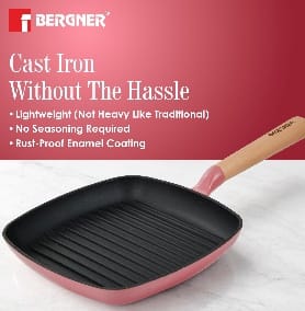 GRILL PAN 24X3.3CM CAST IRON GRILL PAN PINK, photo 3