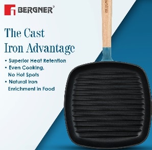 GRILL PAN 24X3.3CM CAST IRON GRILL PAN BLUE, photo 3