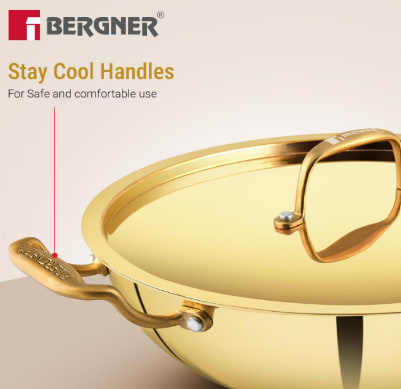 BERGNER Ø28CM KADAI WITH LID BRASS 4.3L, photo 2
