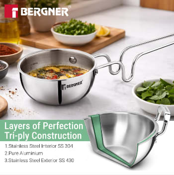 ARGENT TADKA PAN WITH S/S LID Ø12X6.5CM TRIPLY, photo 3
