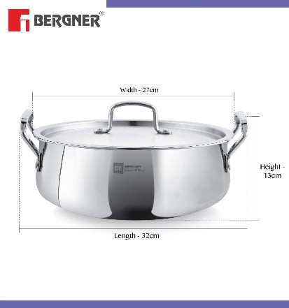 Essential Lazeez Triply Biryani Pot/Handi With Handle And Lid 
32cm - 8.0Ltr (Max - 8.4Ltr), photo 7