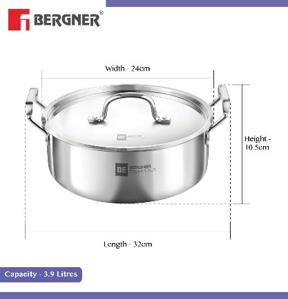 Essential Avadh Triply Biryani Pot/Handi With Handle And Lid 
24cm - 3.5Ltr (Max - 4.0Ltr), photo 3