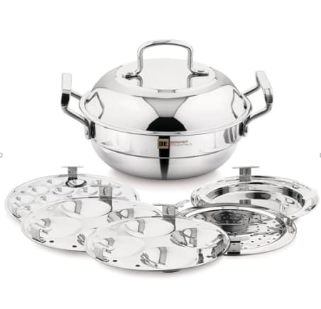 Bergner Essential Triply Multikadai 21CM S/S Dome shape Lid with Flat knob