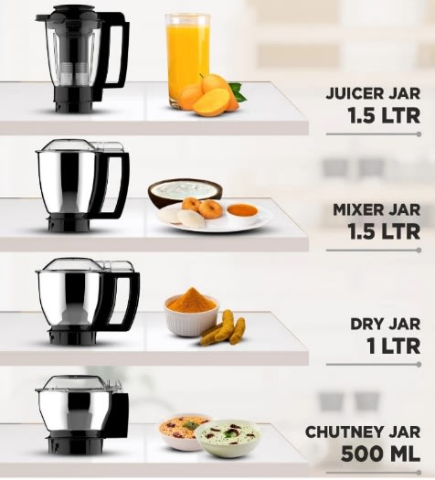 MIXER GRINDER-MAGNUM 4JAR -1.2 HP BLACK, photo 6