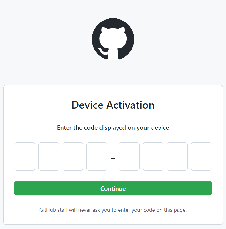 GitHub Device Login Prompt