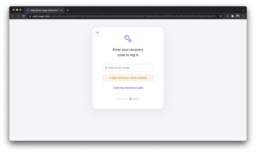 Enter Recovery code