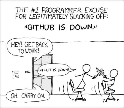 The Classic Excuse of a Developer not working depicting GitHub is down