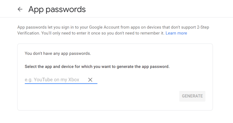 Generate password