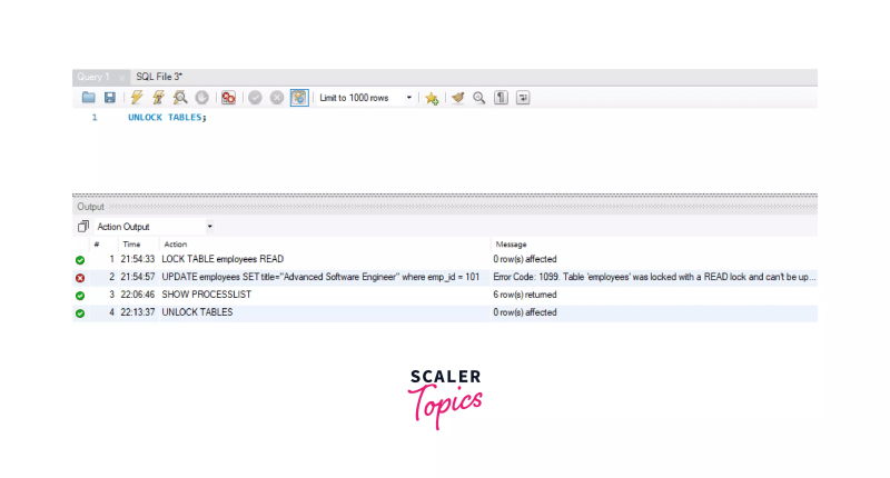 session 2 query executed