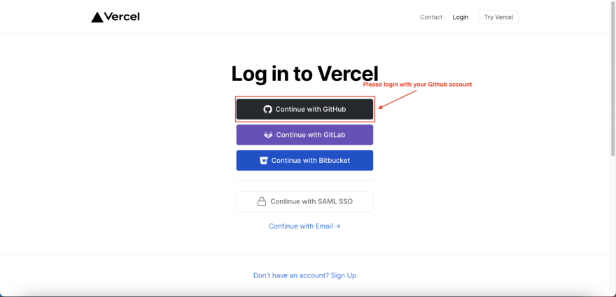Creating a new Vercel Account - 2
