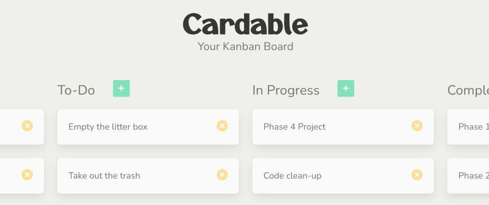 Cardable: Basic Kanban Board made with Javascript and Rails