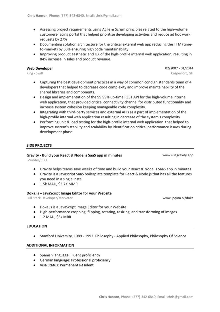 Angular Developer Resume Sample Amp Template A B Tested Word