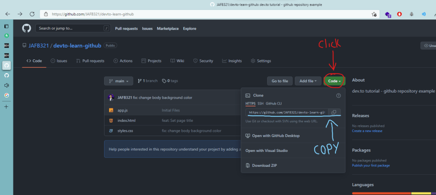 Link to clone a github repository