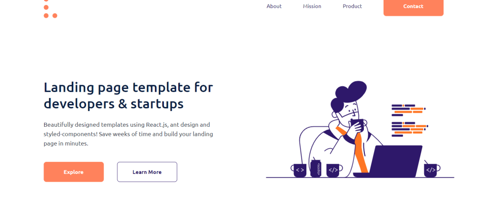 Free React landing page template DEV Community