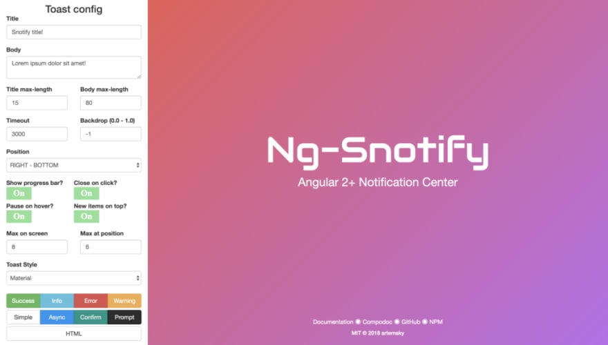 Snotify Notification Center