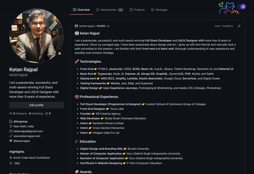 Ketan Rajpal Github Profile Readme