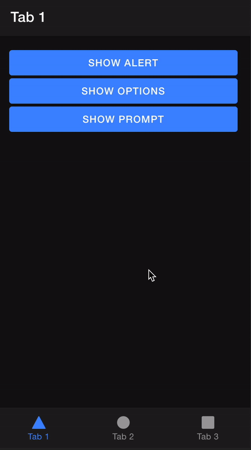Alerts in Ionic application