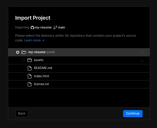 Select Project root