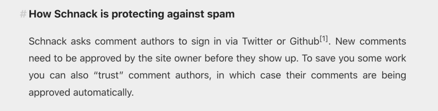 Spam protection for Schnack comment system