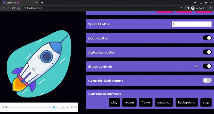 Конфигурация приложения Lottie