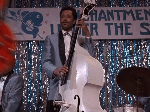 Marty from Back to the Future rocking out on guitar for the 50's school prom, getting really into it and playing like an 80's shredder, and then realizing that everybody is staring at him like he has lost mind.