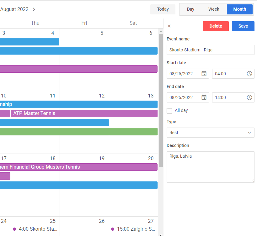 DHTMLX Event Calendar - Editor