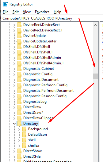 Navigating to Directory folder