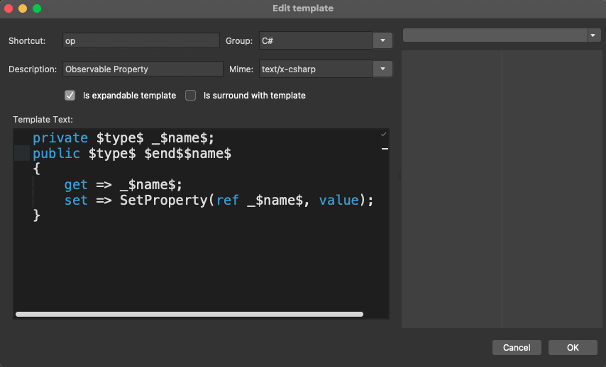 visual studio for mac snippets