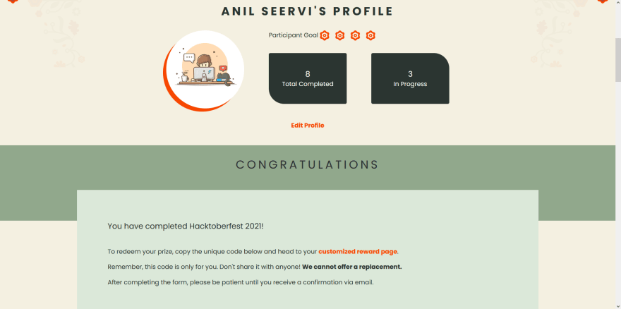 hacktoberfest event win page