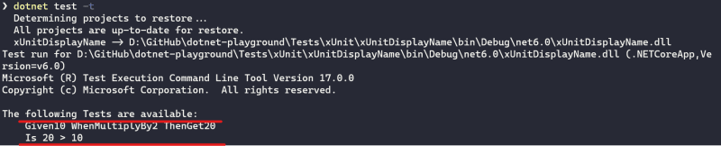 xUnit / Result after changing method display name configuration