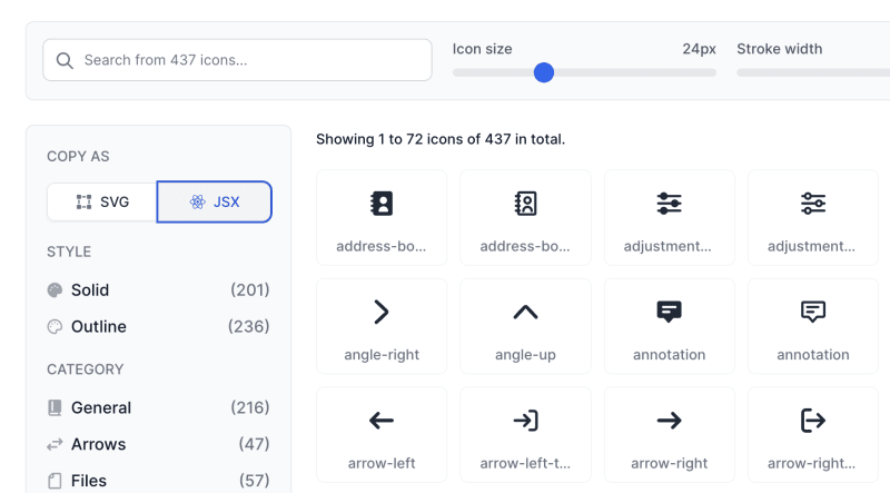 Flowbite Icons - Copy as feature