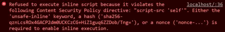 Chrome console message for inline script