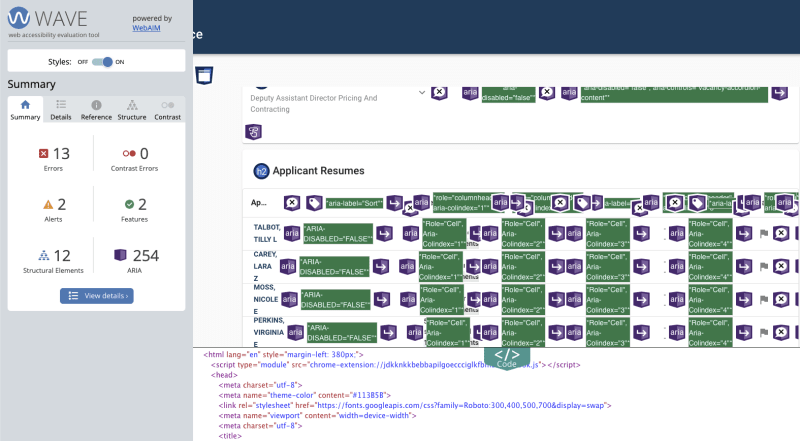 wave accessibility markup