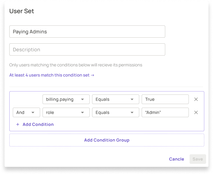 Defining a User Set with two attributes from different sources