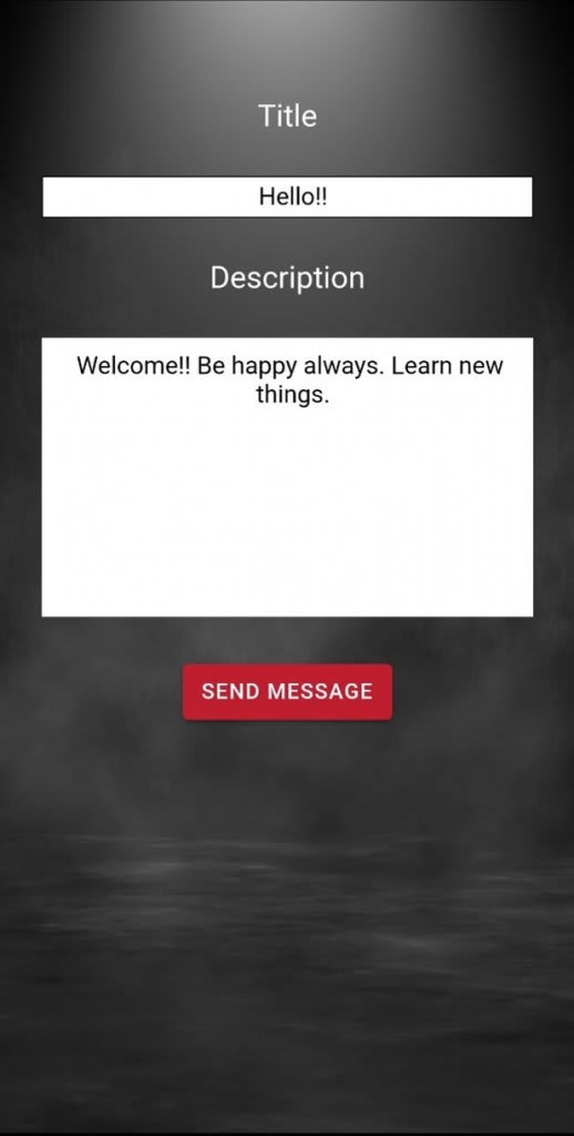 Send Notification page with title and description details