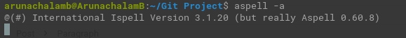 aspell -a command to open aspell in interactive mode
