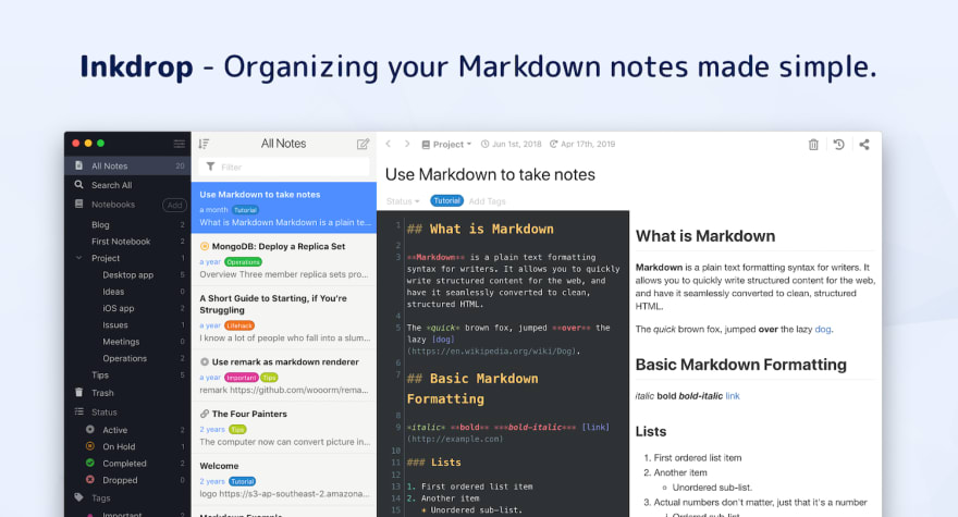 Inkdrop - Organizing your Markdown notes made simple