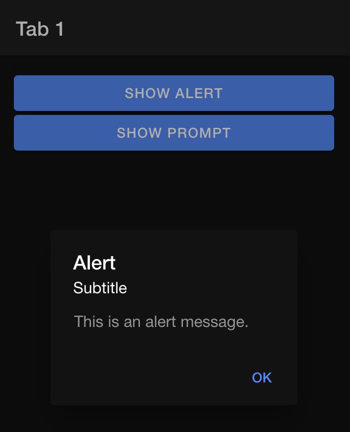Ionic default alert