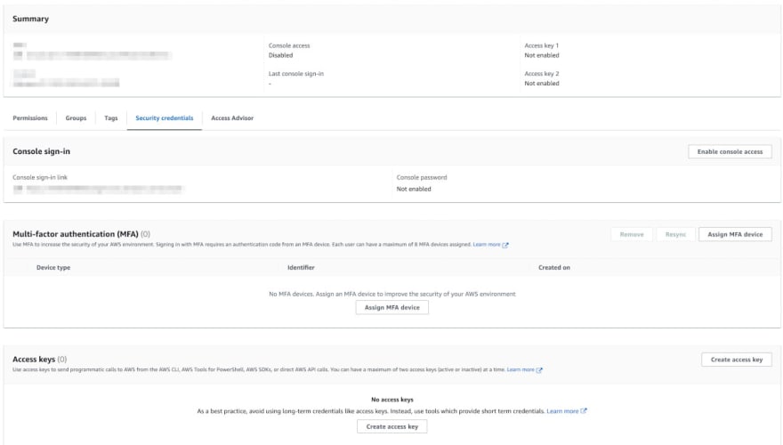 user security credentials